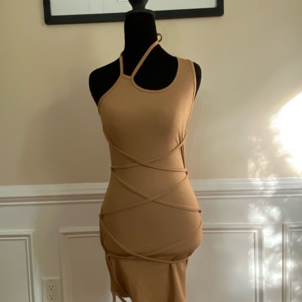 Women's Summer Sexy Slim Fit Bandage Lace Up One Shoulder Sleeveless Tassel Soli